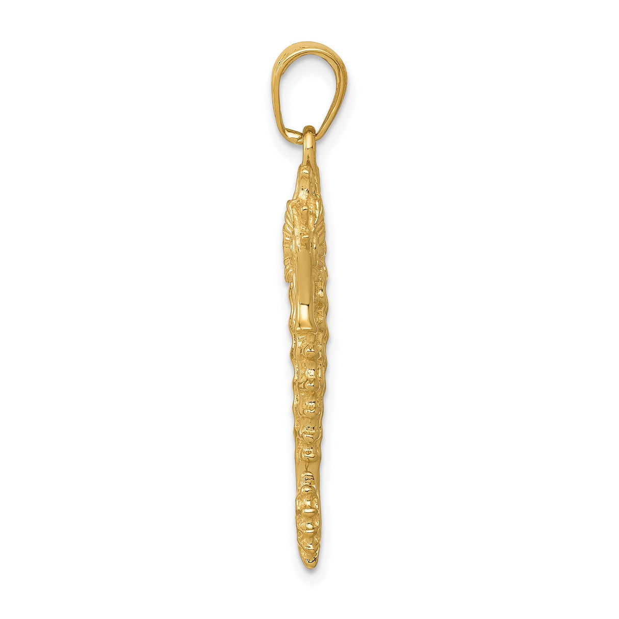 14k Yellow Gold Seahorse Pendant, Detailed Ocean-Inspired Nautical Design for Women or Unisex Wear