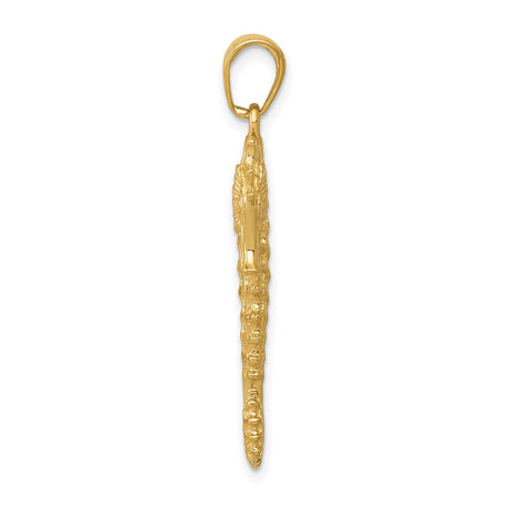 14k Yellow Gold Seahorse Pendant, Detailed Ocean-Inspired Nautical Design for Women or Unisex Wear