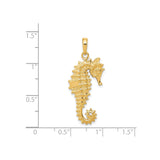 14k Yellow Gold Seahorse Pendant, Detailed Ocean-Inspired Nautical Design for Women or Unisex Wear