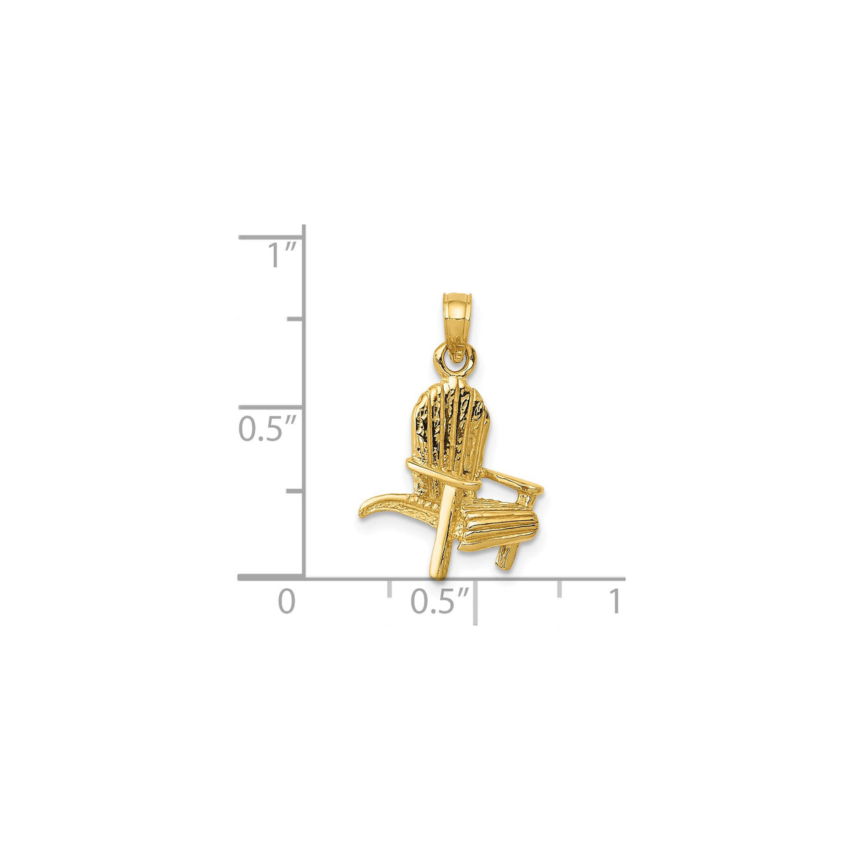 14k Yellow Gold Adirondack Chair Pendant, Rustic Outdoor Theme for Women or Unisex