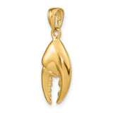 14k Yellow Gold Lobster Claw Pendant, Realistic Marine Life Nautical Charm