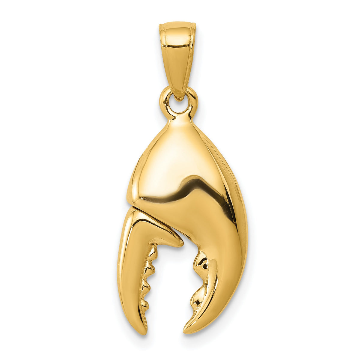 14k Yellow Gold Lobster Claw Pendant, Realistic Marine Life Nautical Charm