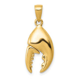 14k Yellow Gold Lobster Claw Pendant, Realistic Marine Life Nautical Charm