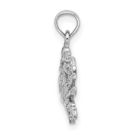 14k White Gold Crab Pendant with Detailed Design, Astrology Theme for Cancer Zodiac Lovers