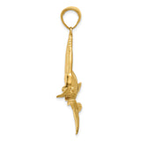 14k Yellow Gold Sailfish Pendant, Nautical Marine Theme for Men or Unisex