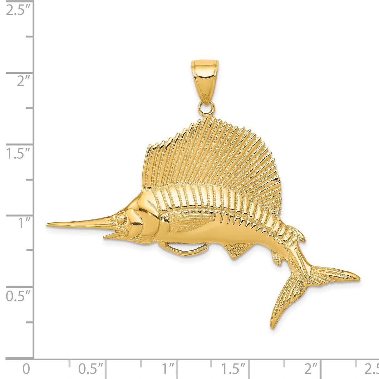 14k Yellow Gold Sailfish Pendant, Nautical Marine Theme for Men or Unisex