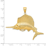 14k Yellow Gold Sailfish Pendant, Nautical Marine Theme for Men or Unisex