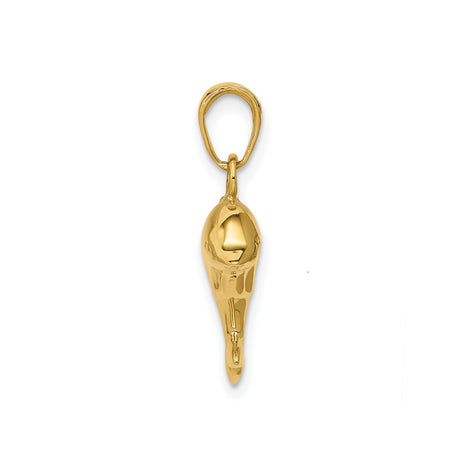 14k Yellow Gold Dolphin Pendant, Sleek Jumping Charm with Ocean Theme, Unisex Coastal Jewelry