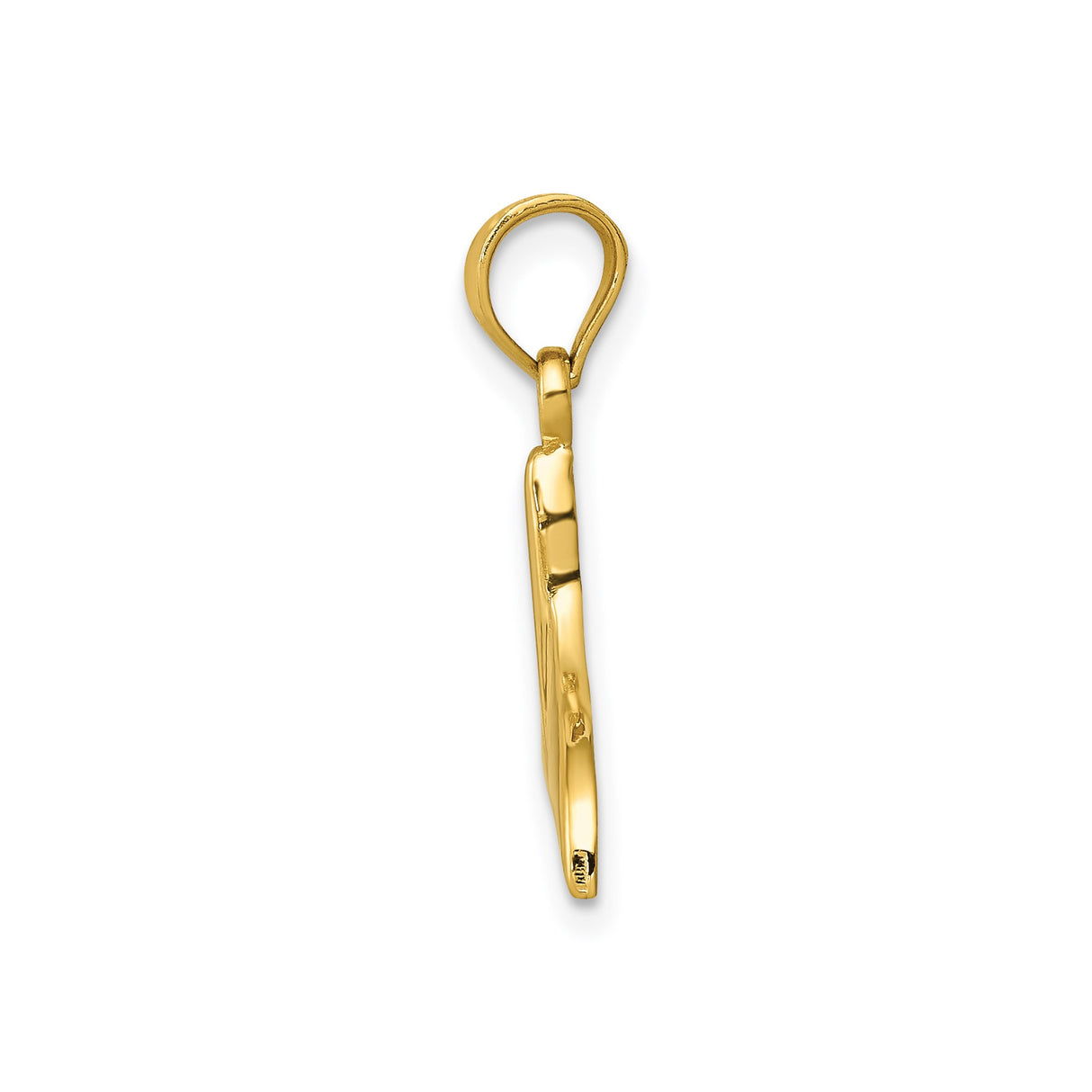 14k Yellow Gold Whale Tail Pendant, Polished Ocean Symbol, Nautical Sea Life Design