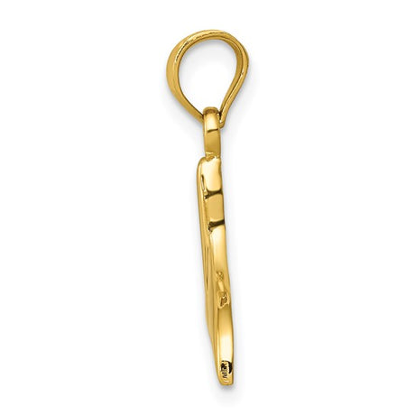 14k Yellow Gold Whale Tail Pendant, Polished Ocean Symbol, Nautical Sea Life Design