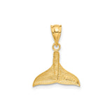 14k Yellow Gold Whale Tail Pendant, Polished Ocean Symbol, Nautical Sea Life Design