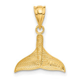 14k Yellow Gold Whale Tail Pendant, Polished Ocean Symbol, Nautical Sea Life Design