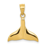 14k Yellow Gold Whale Tail Pendant, Polished Ocean Symbol, Nautical Sea Life Design