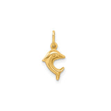 14k Yellow Gold Dolphin Pendant Charm, Smooth Finish Ocean Theme Jewelry for Women or Unisex Wear