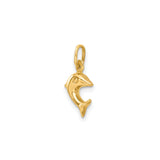 14k Yellow Gold Dolphin Pendant Charm, Smooth Finish Ocean Theme Jewelry for Women or Unisex Wear