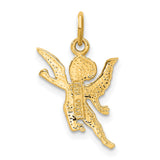 Flying Angel Charm Pendant in Real 14k Yellow Gold