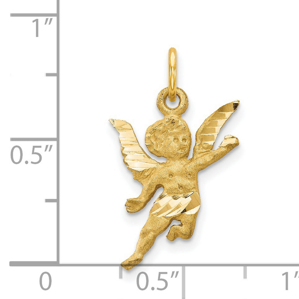 Flying Angel Charm Pendant in Real 14k Yellow Gold