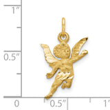 Flying Angel Charm Pendant in Real 14k Yellow Gold