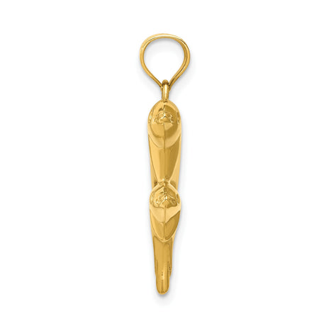 14k Yellow Gold Dolphin Pendant with Jumping Dolphins, Ocean-Inspired Marine Life Jewelry