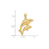 14k Yellow Gold Dolphin Pendant with Jumping Dolphins, Ocean-Inspired Marine Life Jewelry