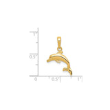 14k Yellow Gold Dolphin Pendant, Jumping Dolphin Charm, Marine Life Nautical Jewelry