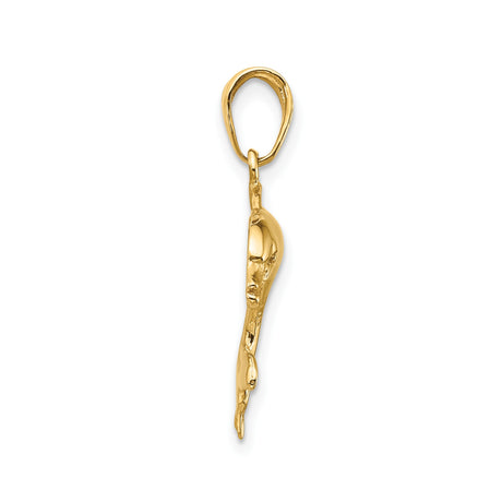 14k Yellow Gold Dolphin Pendant, Jumping Ocean Animal Charm, Nautical Marine Life Jewelry
