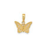 14k Yellow Gold Butterfly Pendant with Openwork Design, Nature-Inspired Jewelry for Women