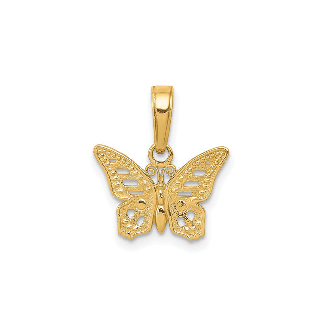 14k Yellow Gold Butterfly Pendant with Openwork Design, Nature-Inspired Jewelry for Women