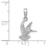 14k White Gold Hummingbird Pendant, Flying Bird Charm, Nature Inspired Animal Jewelry for Women