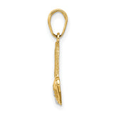 14k Multi-Tone Gold Hummingbird Pendant with Diamond Cut Wings and Starburst Design