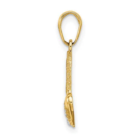 14k Multi-Tone Gold Hummingbird Pendant with Diamond Cut Wings and Starburst Design