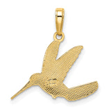 14k Multi-Tone Gold Hummingbird Pendant with Diamond Cut Wings and Starburst Design