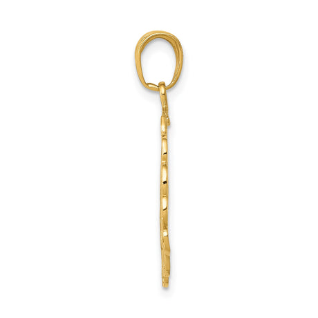 14k Yellow Gold Pendant with Hummingbird and Floral Scrollwork Circle Design