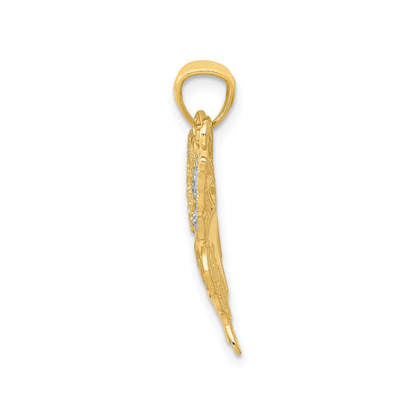 14k Multi-Tone Gold Butterfly Pendant with Filigree Wings, Nature-Inspired Charm