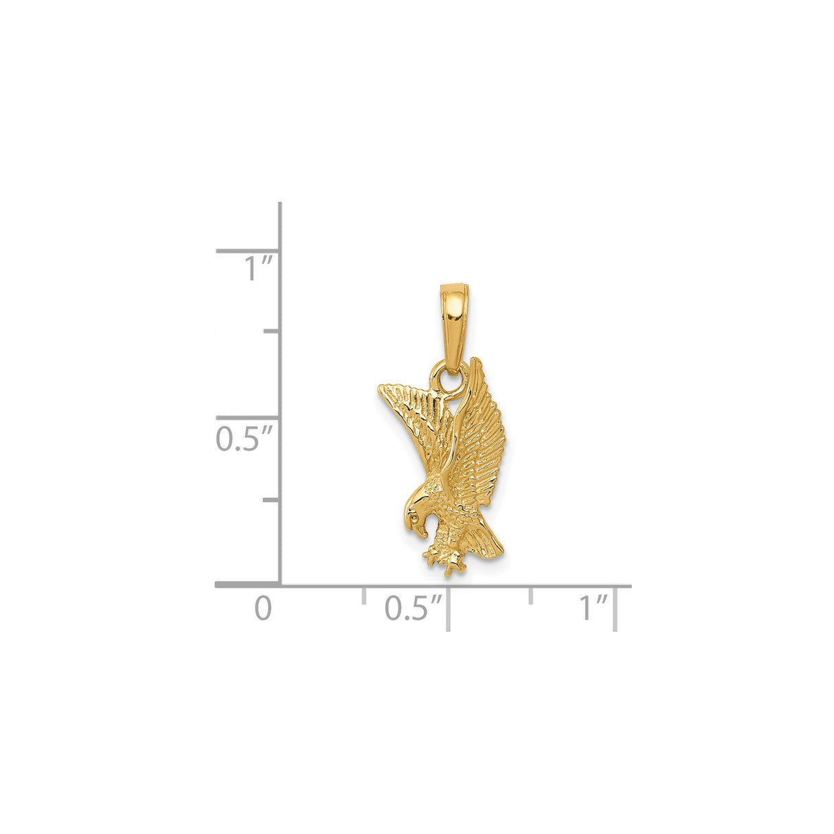 14k Yellow Gold Eagle Pendant with Outstretched Wings, Bold Nature-Inspired Design for Men and Women