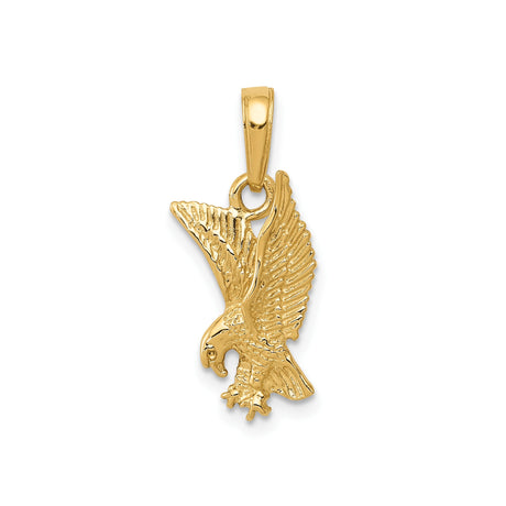 14k Yellow Gold Eagle Pendant with Outstretched Wings, Bold Nature-Inspired Design for Men and Women