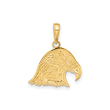 14k Yellow Gold Eagle Head Pendant, Patriotic and Bold American Heritage Design for Men or Unisex Wear