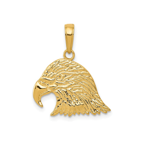 14k Yellow Gold Eagle Head Pendant, Patriotic and Bold American Heritage Design for Men or Unisex Wear