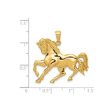 14k Yellow Gold Horse Pendant with Rearing Stallion Design, Equestrian Charm for Women or Unisex Wear