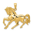 14k Yellow Gold Horse Pendant with Rearing Stallion Design, Equestrian Charm for Women or Unisex Wear