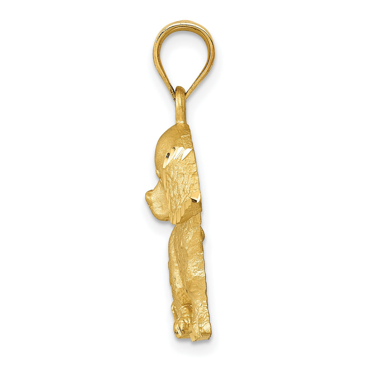 14k Yellow Gold Dog Pendant, Detailed Puppy Charm, Solid Gold Animal Jewelry for Women
