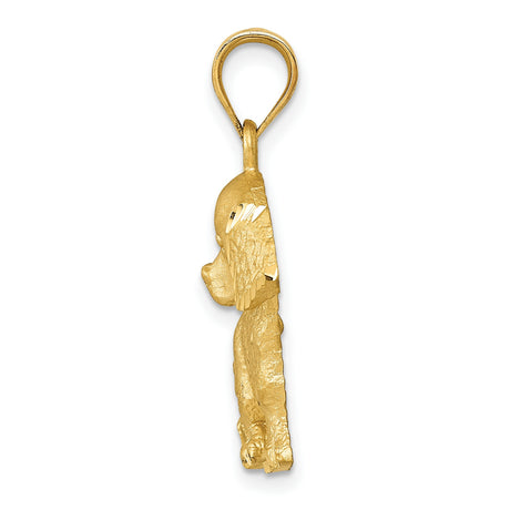 14k Yellow Gold Dog Pendant, Detailed Puppy Charm, Solid Gold Animal Jewelry for Women