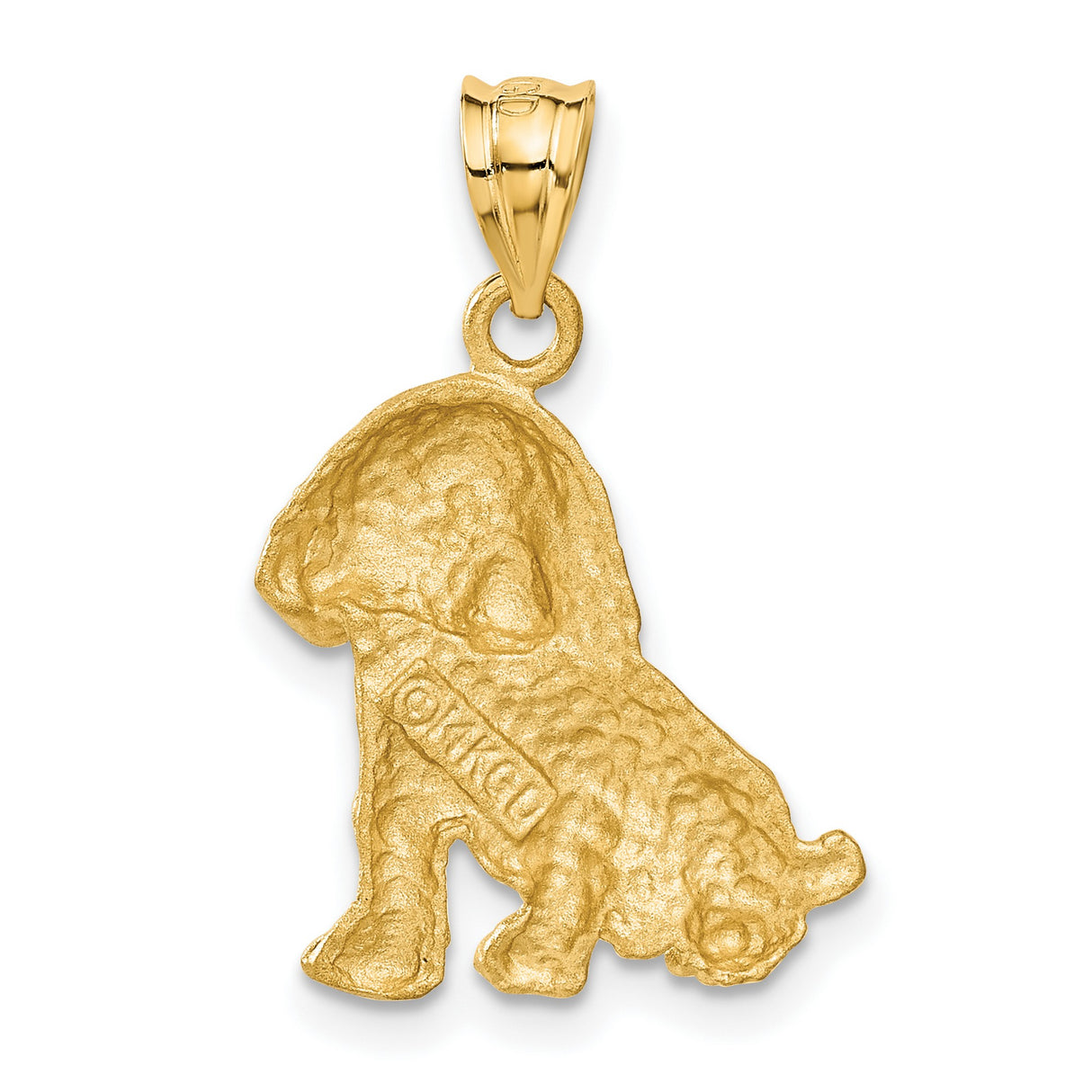 14k Yellow Gold Dog Pendant, Detailed Puppy Charm, Solid Gold Animal Jewelry for Women
