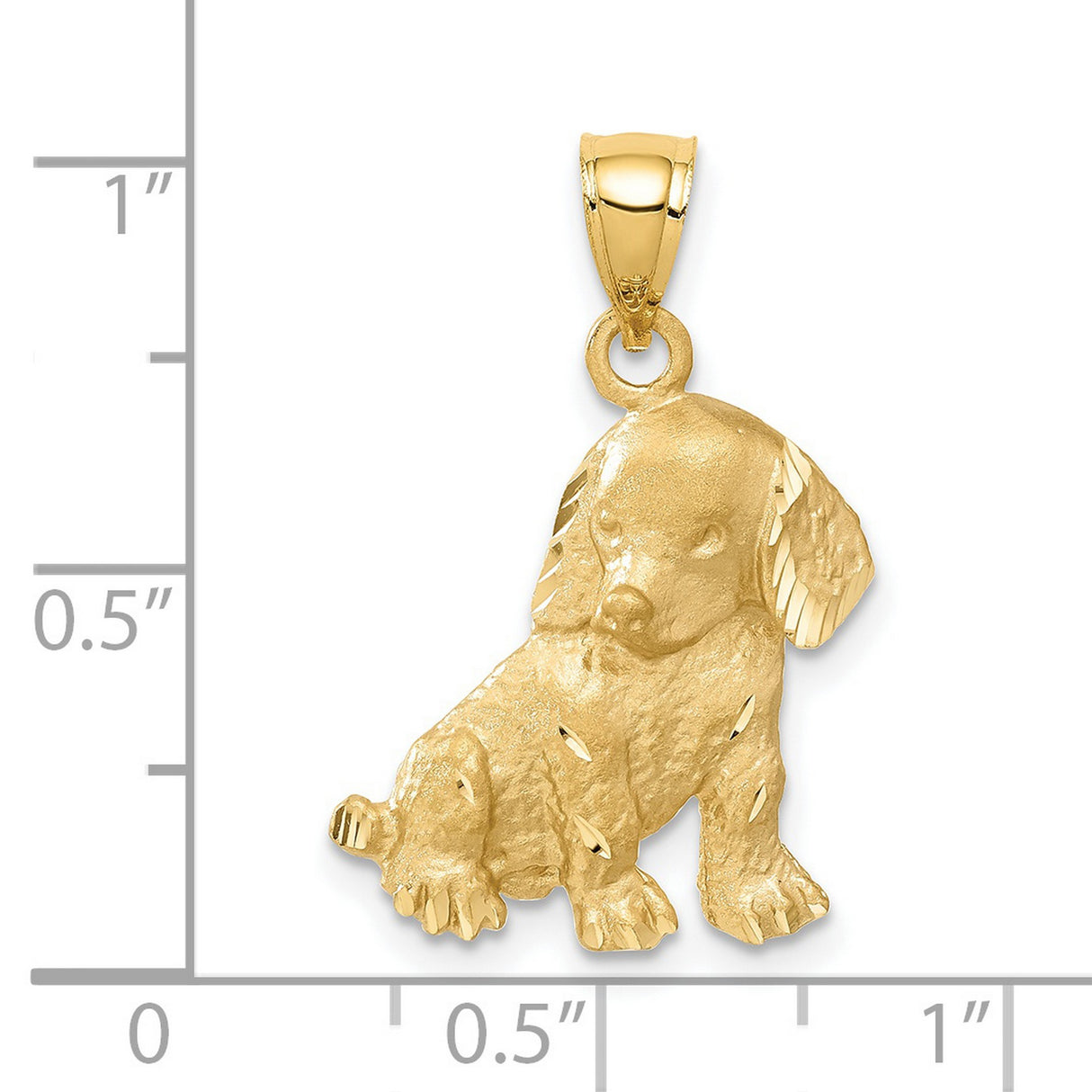 14k Yellow Gold Dog Pendant, Detailed Puppy Charm, Solid Gold Animal Jewelry for Women