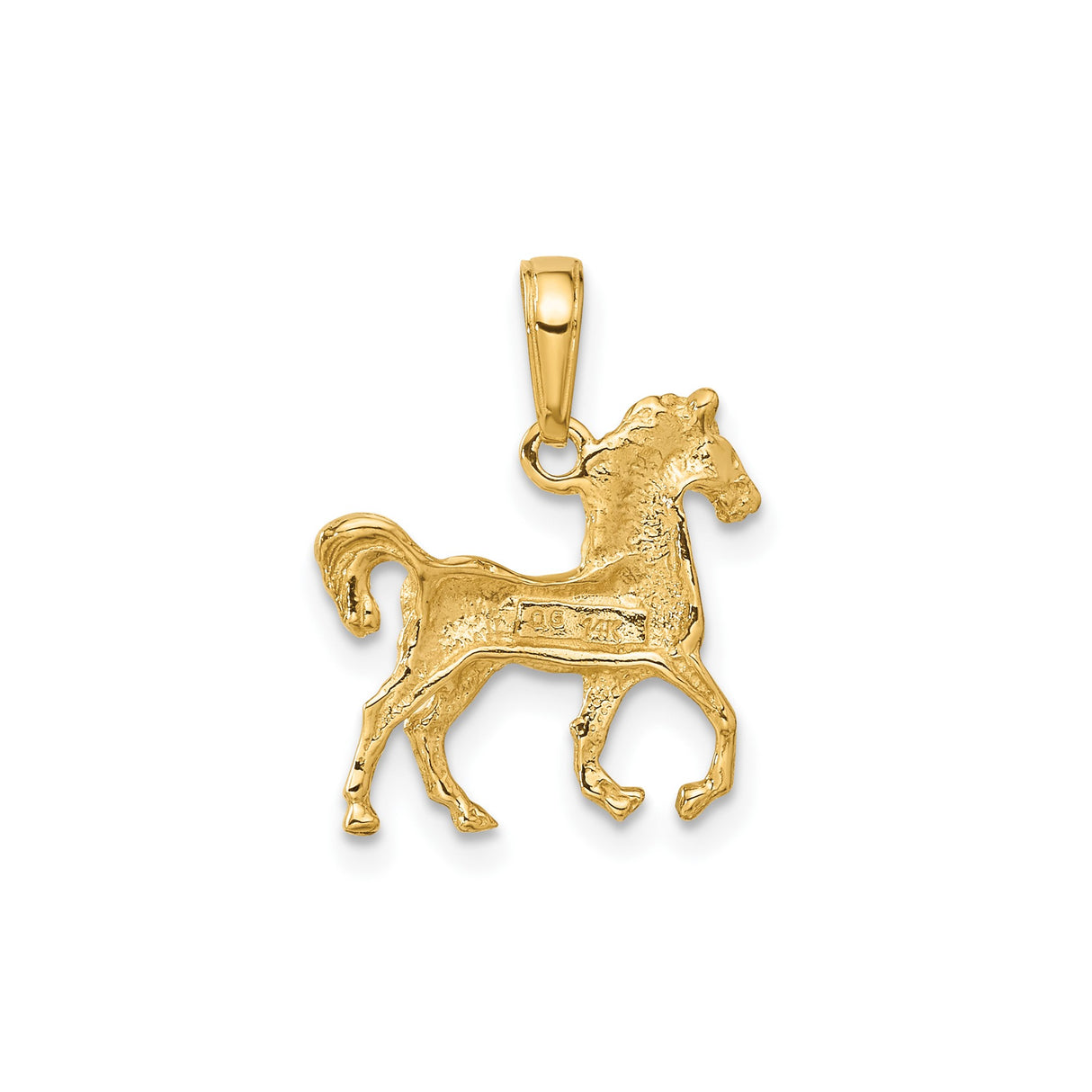 14k Yellow Gold Horse Pendant, Trotting Equestrian Charm for Women or Unisex Wear