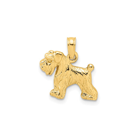 14k Yellow Gold Schnauzer Dog Pendant, Textured Animal Charm, Pet Memorial Jewelry for Women or Unisex