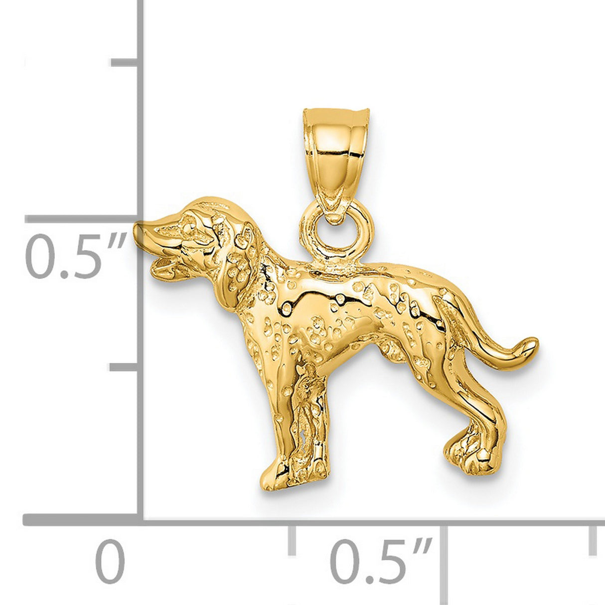 14k Yellow Gold Dog Pendant, Detailed Retriever Charm, Unisex Memorial Pet Jewelry