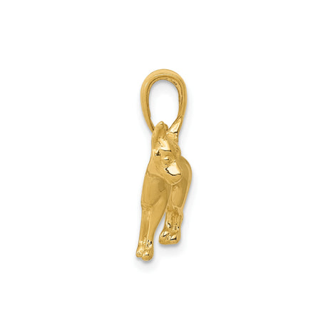 14k Yellow Gold Dog Pendant, Sculpted Chihuahua Silhouette Charm, Unisex Pet Jewelry