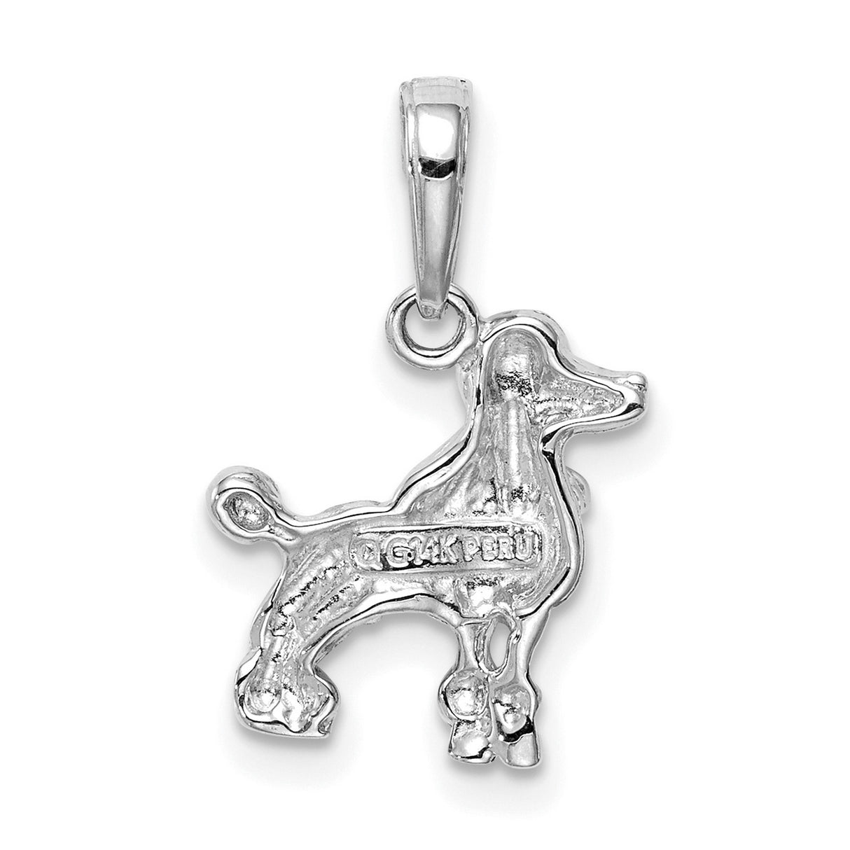 14k White Gold Poodle Dog Pendant Charm, Detailed Animal Jewelry for Women
