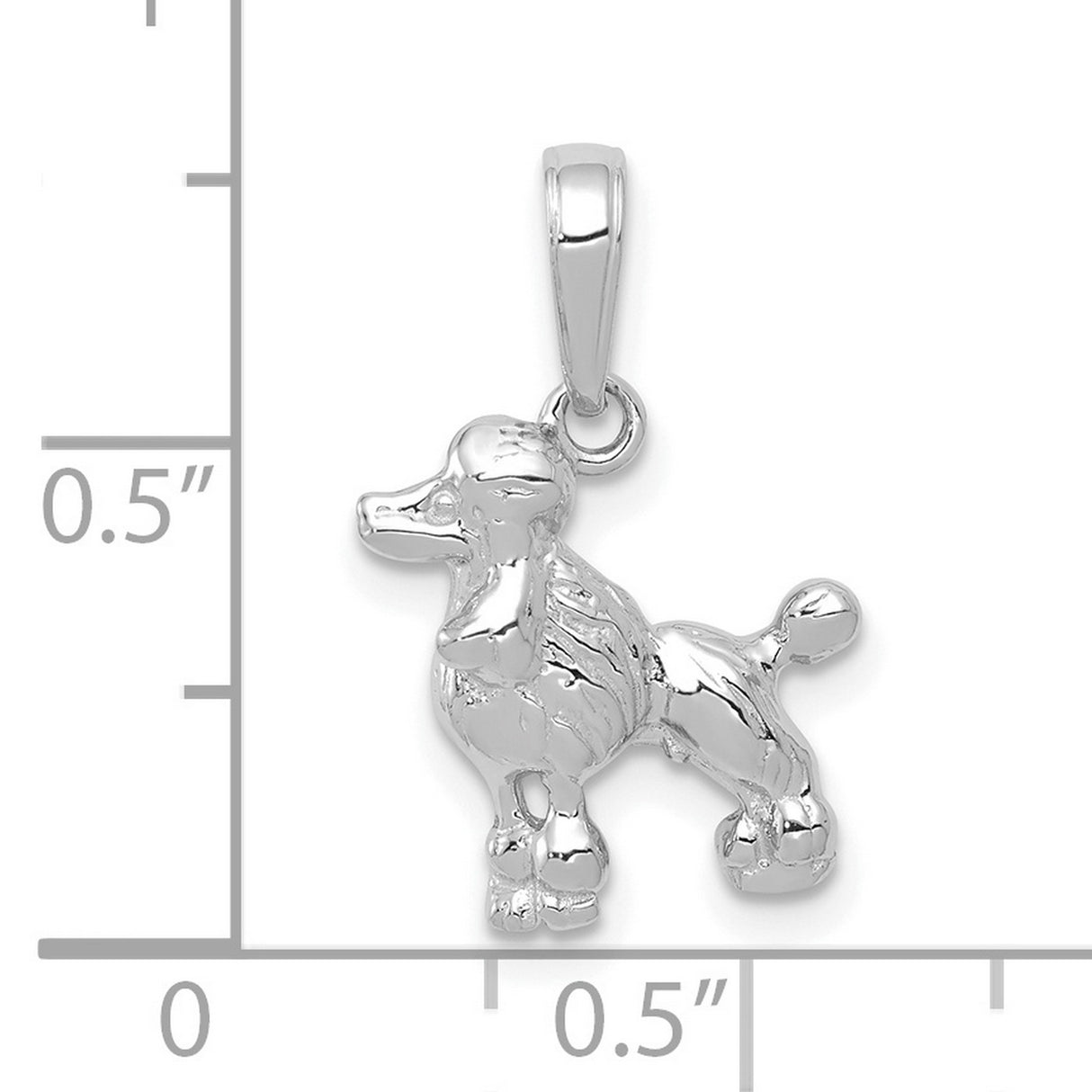 14k White Gold Poodle Dog Pendant Charm, Detailed Animal Jewelry for Women